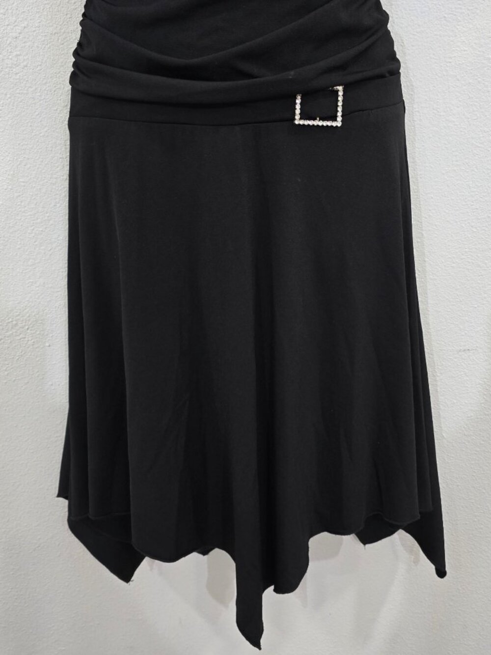 City Triangles ✦ Black Halter Handkerchief Dress ✦ Ruched Bodice Rhinestone M - Picture 9 of 14